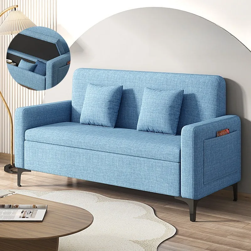 Modern Fabric Storage Sofa Single Double 3‑Seater Minimalist Couch for Living Room Bedroom Rental Apartment