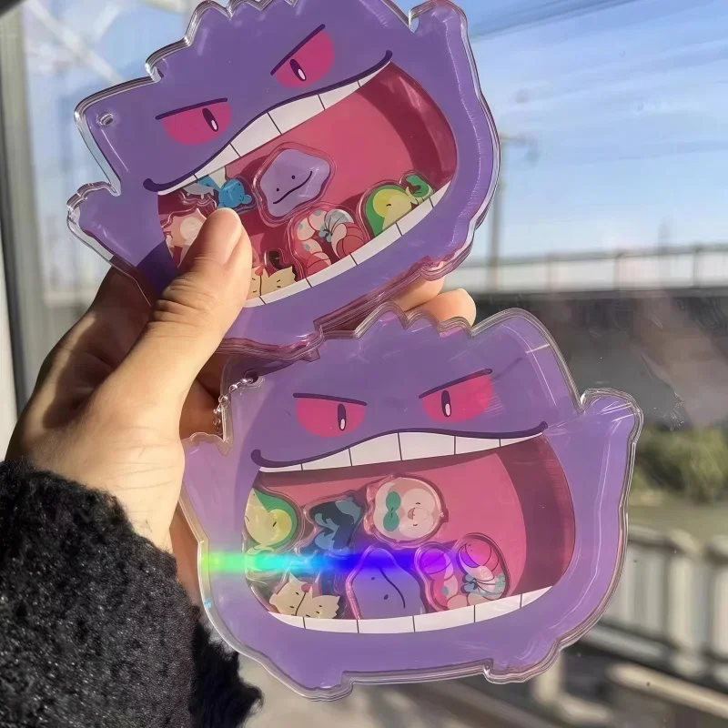 البوكيمون Gengar هزة الكرتون الرسوم المتحركة الطرفية سلسلة مفاتيح مصنوعة من الأكريليك الإبداعية حقيبة مدرسية قلادة لعبة لتخفيف التوتر بالجملة