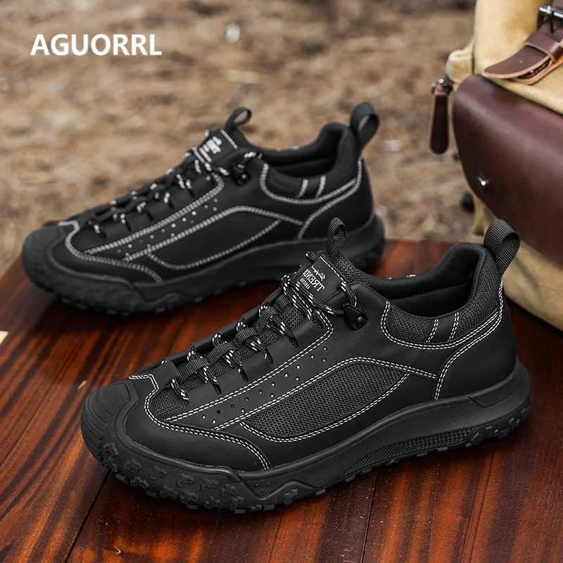 Men Casual Shoes Wear-resistant Men Hiking Trekking Shoes Suede Sport Shoe Lightweight Work Shoes Outdoor Mens Walking Sneakers