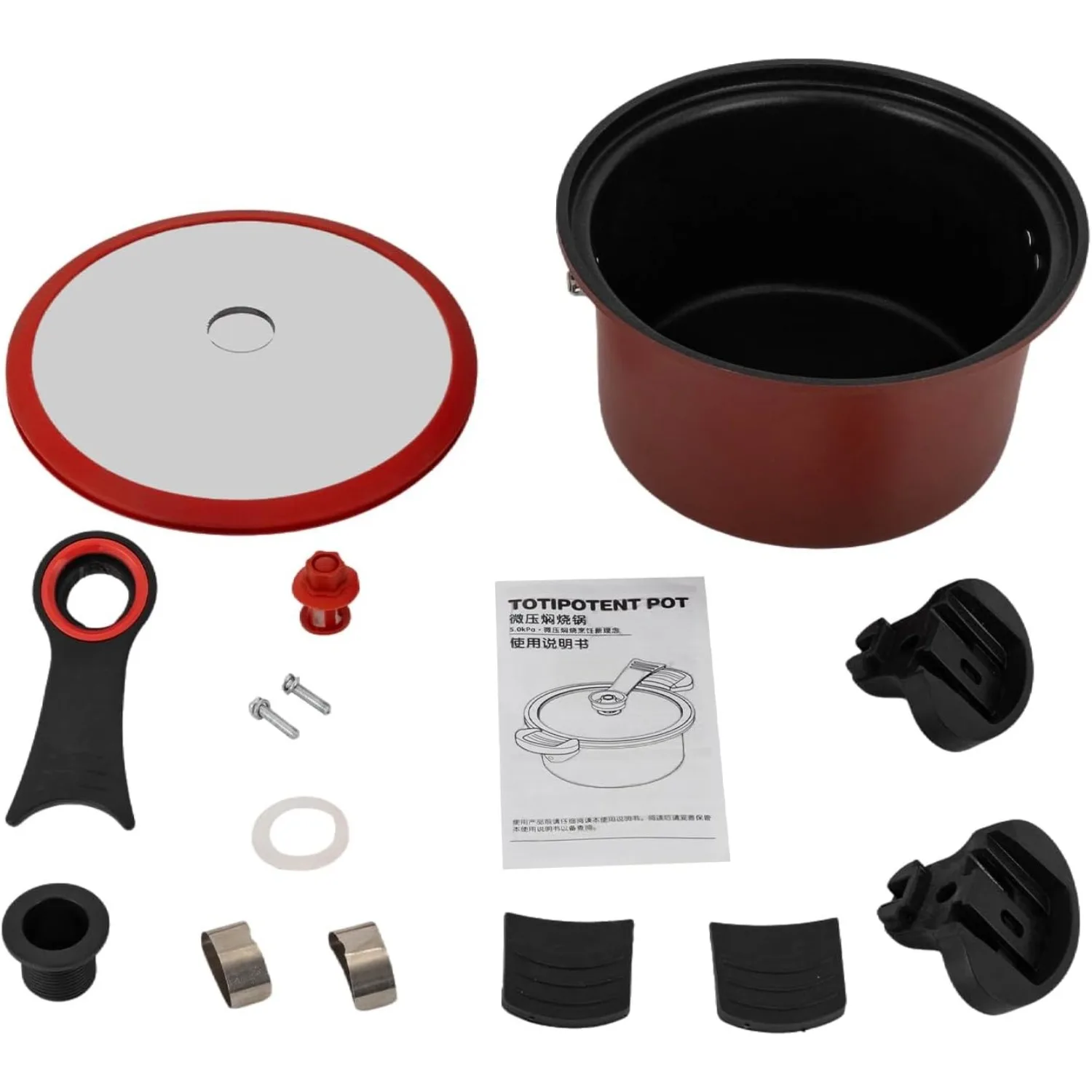 طنجرة الضغط الدقيقة، وعاء غير لاصق متعدد الوظائف من الفولاذ المقاوم للصدأ 304 مع غطاء قفل بصري، يعمل بالغاز، مواقد كهربائية