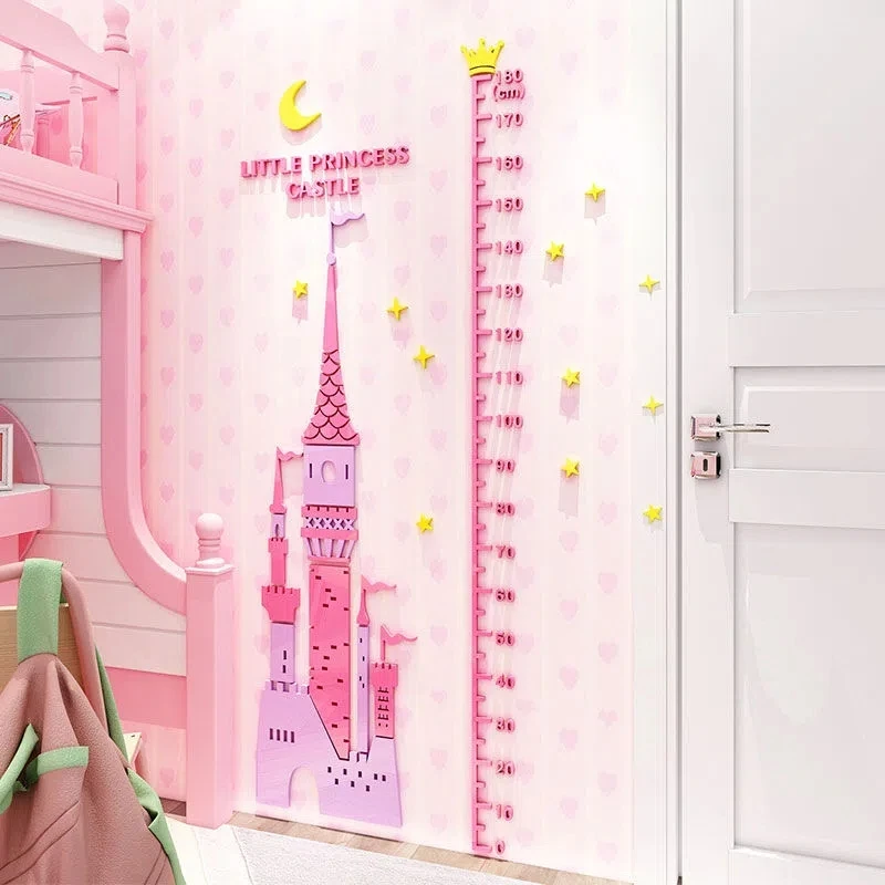 Cartoon Castle Height Measurement Wall Stickers Cute 3D Stereo Children Room Wall Stickers Girl Princess Room Decor Wall Sticker