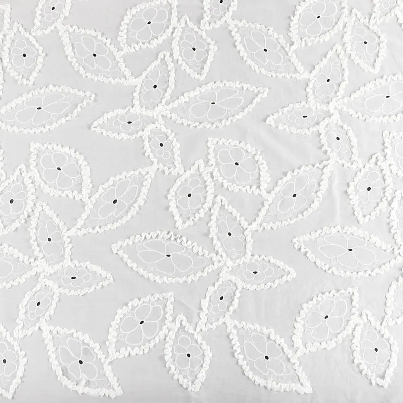 

Pure Cotton White Floral Embroidered Fabric for Sewing Dress Clothes DIY Handmade Crafting Cloth