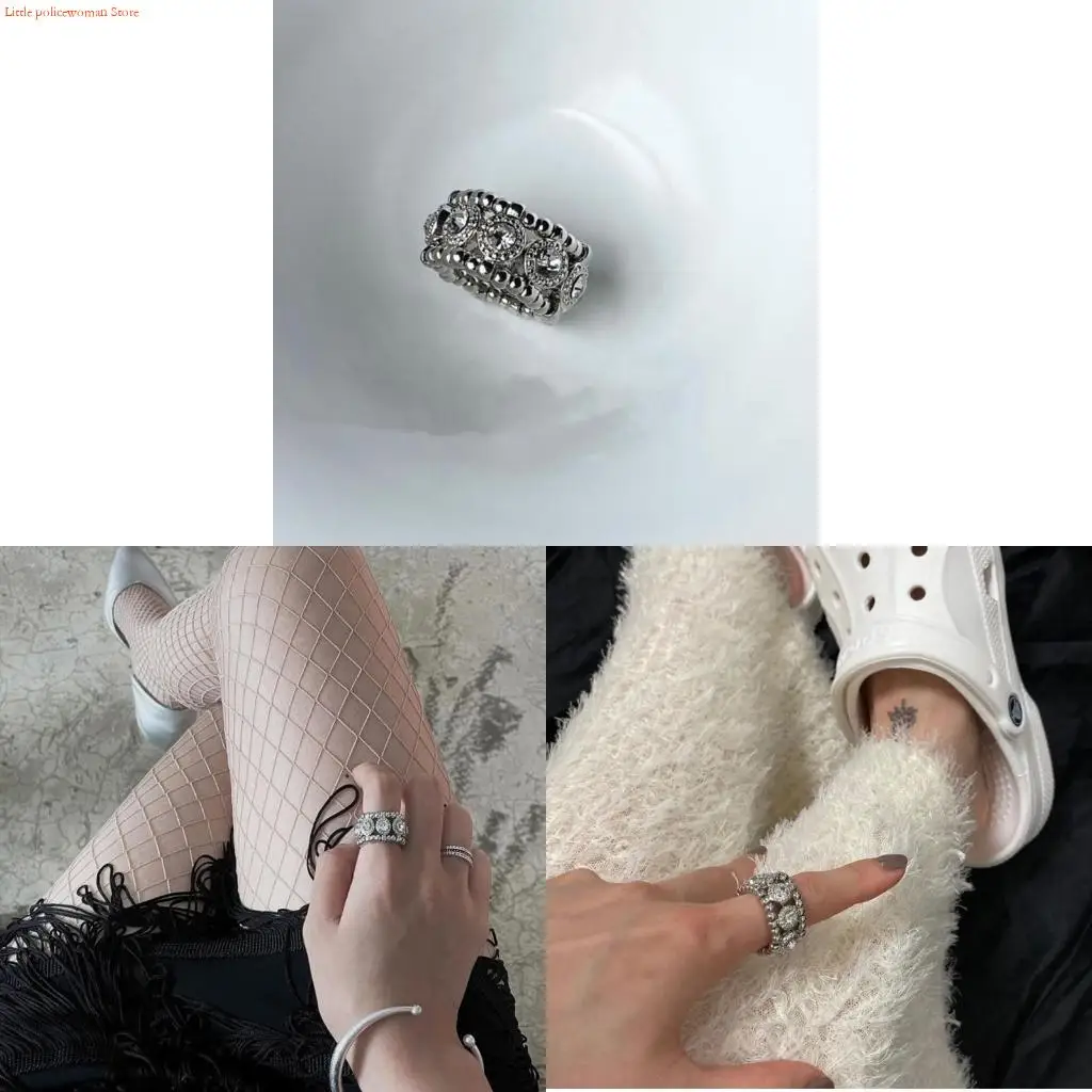 F92D Elastic Stretch Finger Rings Telescopic Elastic Rings Bead Finger Rings Unique Engagement Wedding Promise Rings Women