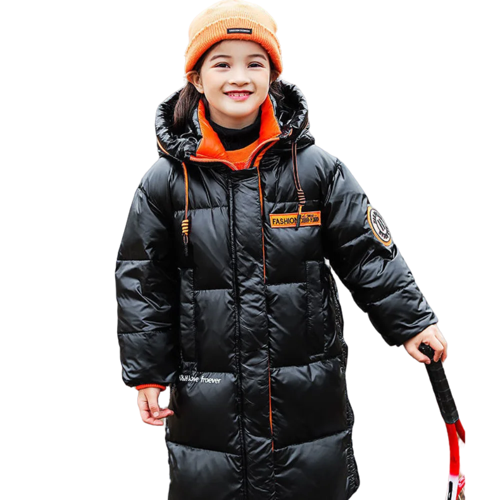 

Wash Free Winter Children's Long Warm Coats Girl Boy Zip-Up Fashion Hooded Jacket Warm Thick Outwear Streetwears Korean Hot Sale