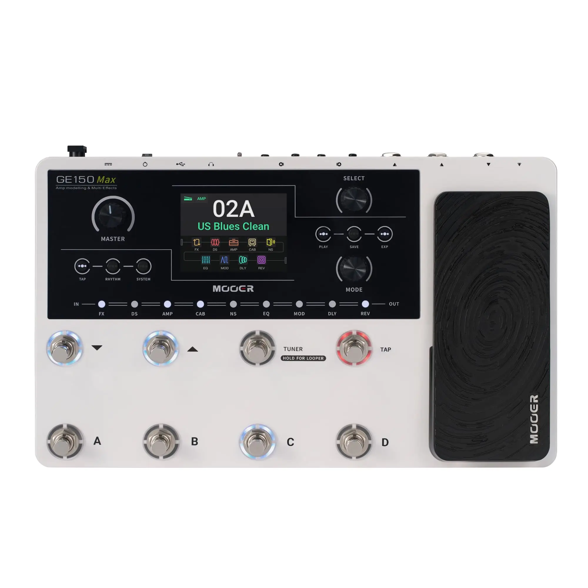 MOOER GE150 MAX Guitar Multi Effects Processor 55 Amp Models 8 Footswitches 3.5