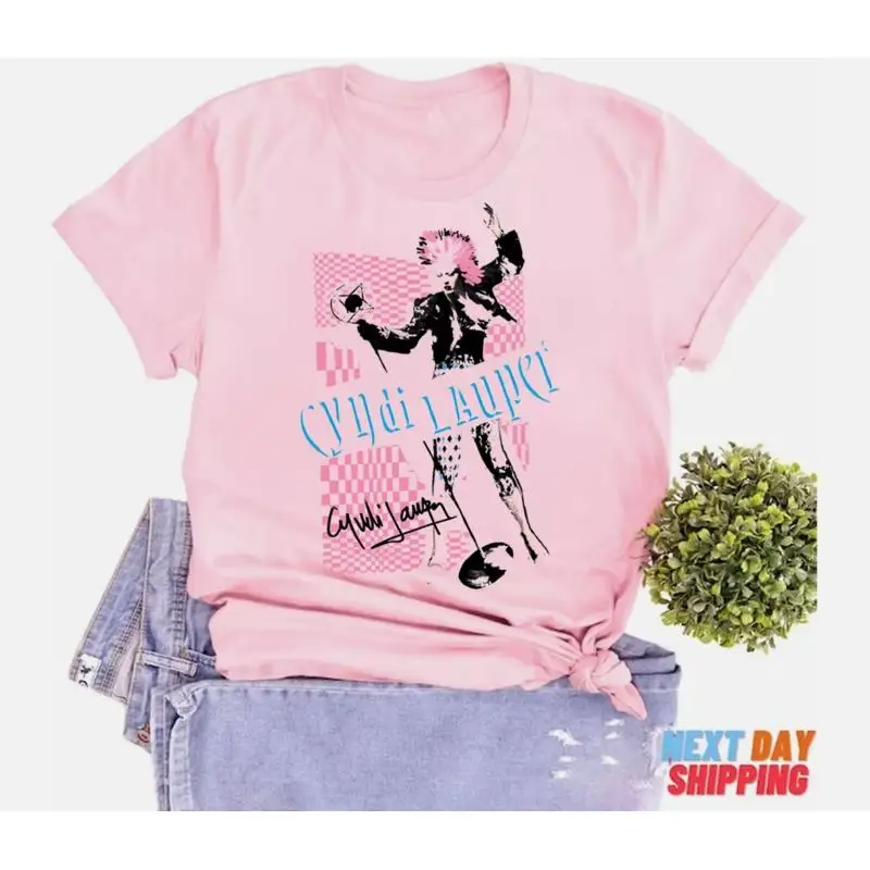 Футболка Live Concert Tour Cyndi Lauper светло-розовая унисекс S-5XL