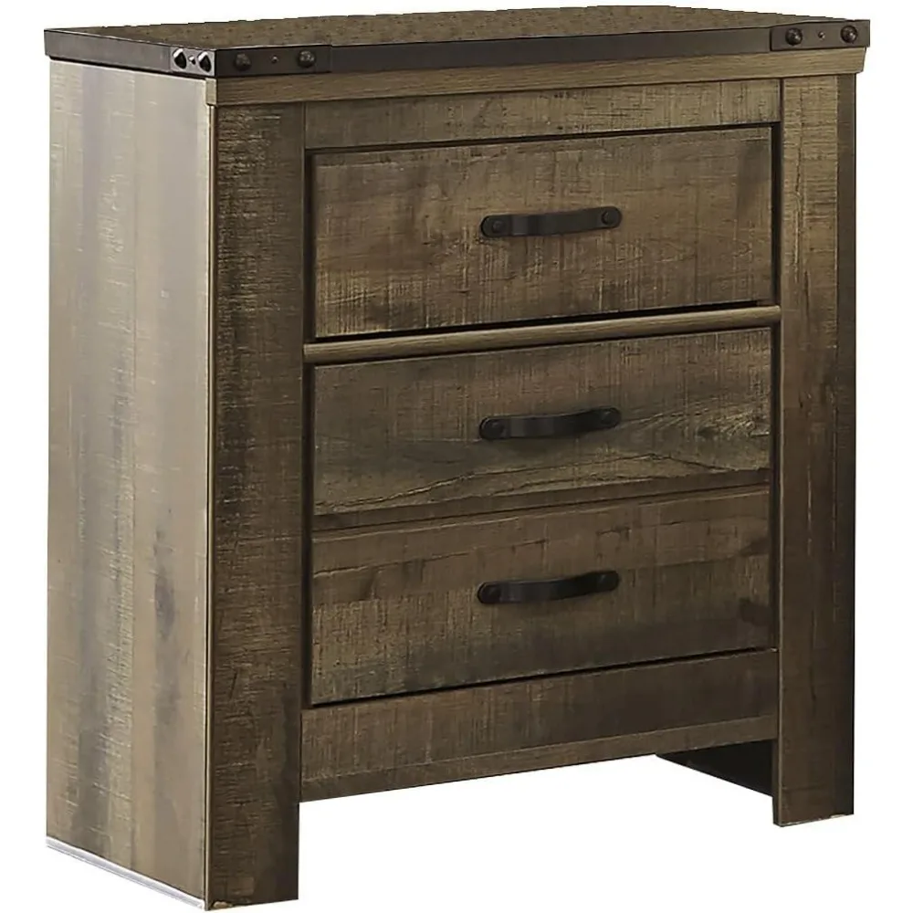 Trinell Rustic 2 Drawer Nightstand with USB Charging Stations - 29.65