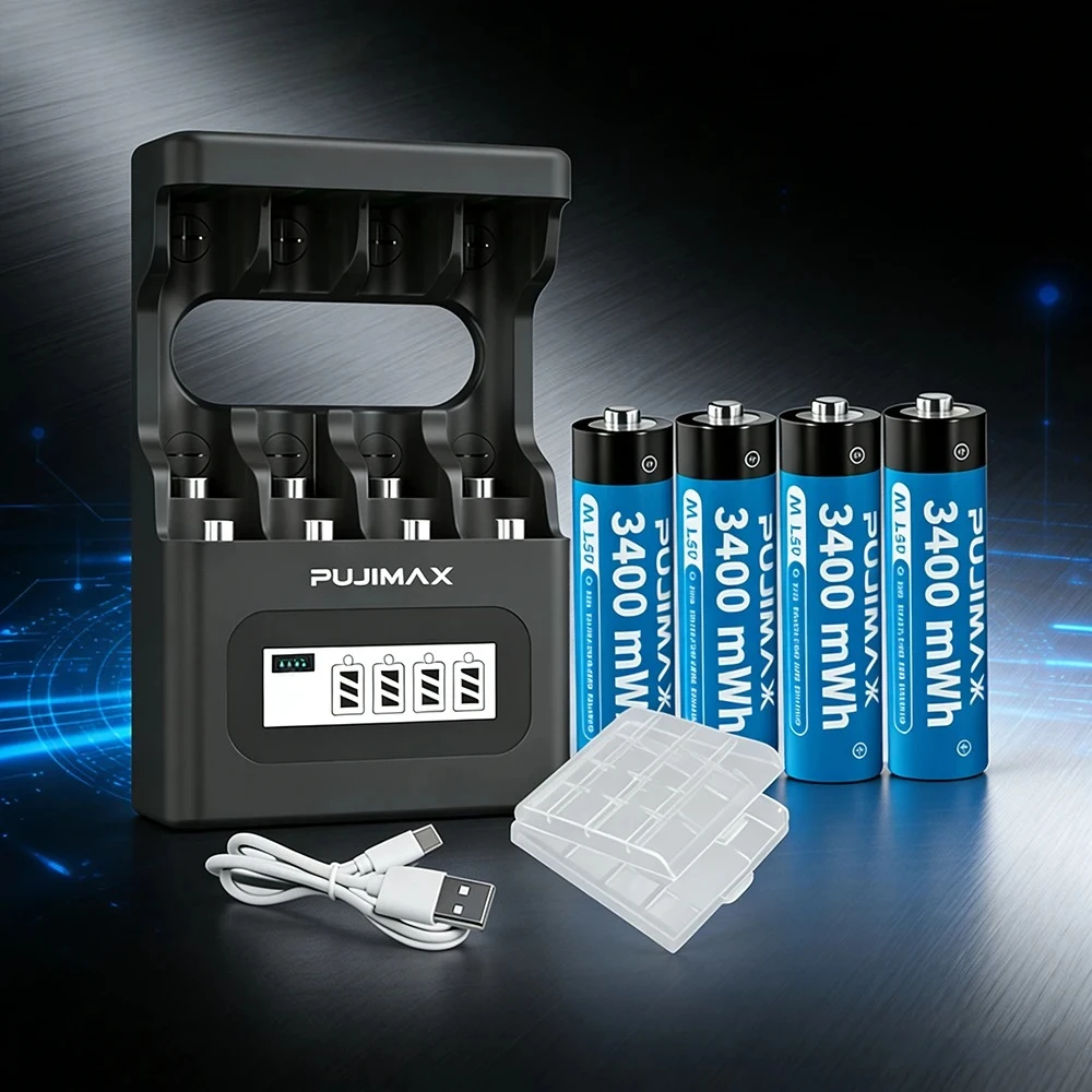 Hotsale Rechargeable Battery 1.5V AA 3400mWh AAA 1100mWh Lithium-ion Battery+Charger for Clock Radio Video Game Digital Camera