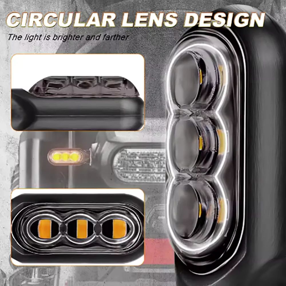 NLpearl 2/4Pcs Motorcycle 3LED Turn Signals Directional Indicators Amber Flashing Light Blinker Turn Signal Lamp Motorcycle 12V image 3
