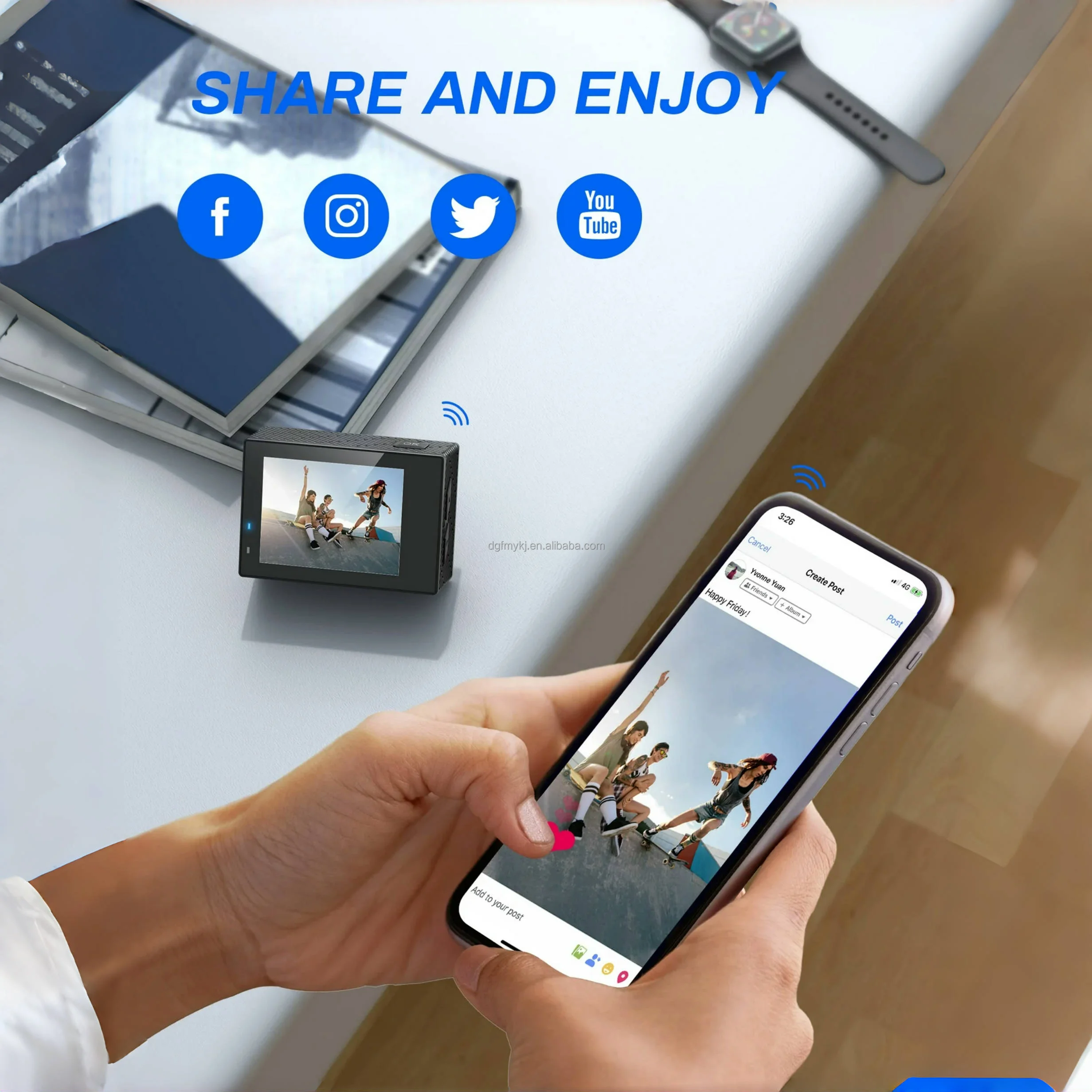 Mini 4K/30FPS Dual Screen Sports Action Camera Touchscreen Vlog Helmet IP68 Waterproof 1080P HD Video DVR Motion Diving Cam