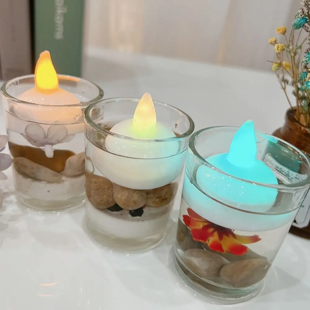 5Pcs Diwali Diya LED Light Floating on Water Electric Water Sensor Candles Glowing Decor India Oil Lamp
