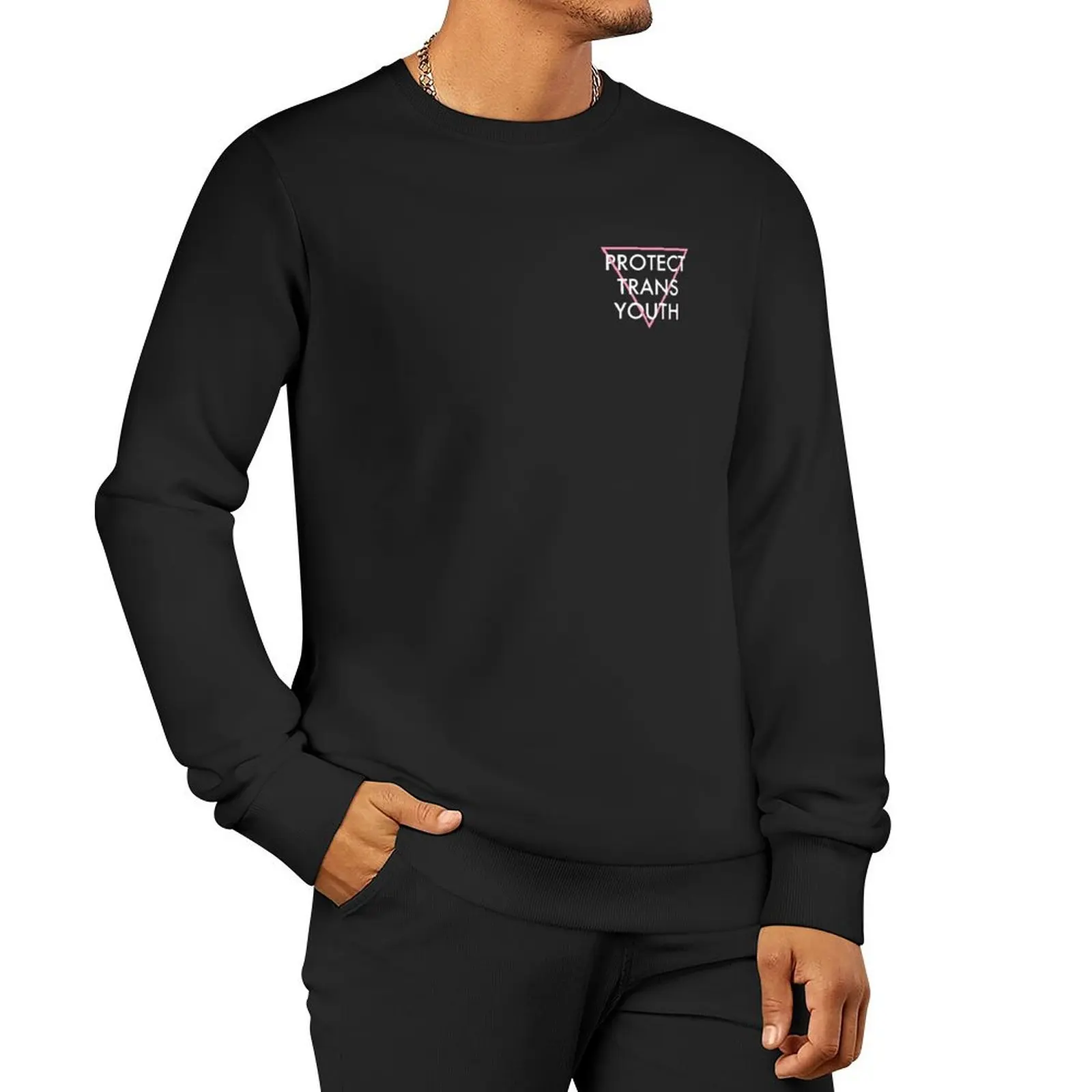 Protect Trans Youth Pink Triangle Pullover Hoodie clothes for men men's autumn clothes fashion men mens clothes men's sweatshirt