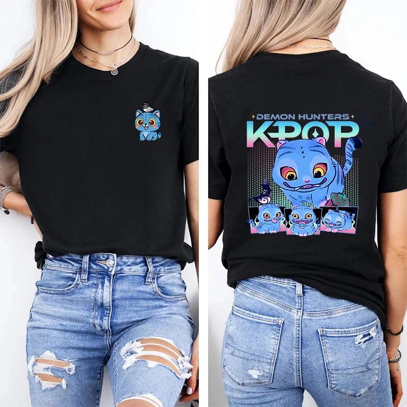 

Лидер продаж KPOP Demon Hunter Tiger Derpy, хлопковая футболка с круглым вырезом для родителей и детей, удобный топ для взрослых с короткими рукавами для мальчиков и девочек