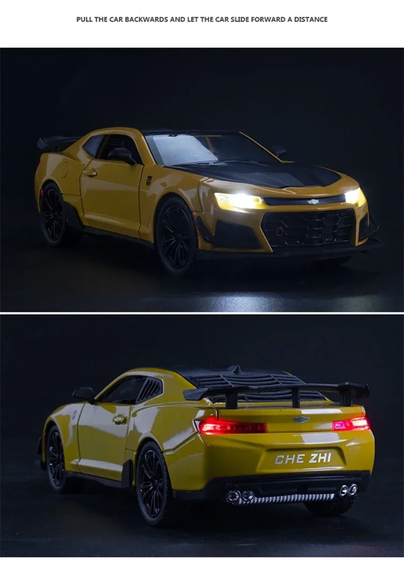 1:24 Chevrolet Camaro Liga Diecast Modelo de Carro Esportivo Brinquedo Simulação Veículo Pull Back Brinquedos Para Crianças Presentes