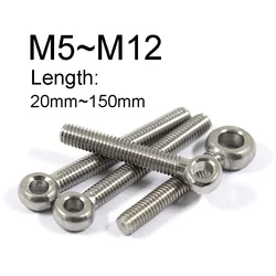 1~2PCS Movable Joint Bolts M5M6 M8 M10 M12 304 Stainless Steel Perforated Bolt Eyelet screw Live festival screws Length:20~150mm