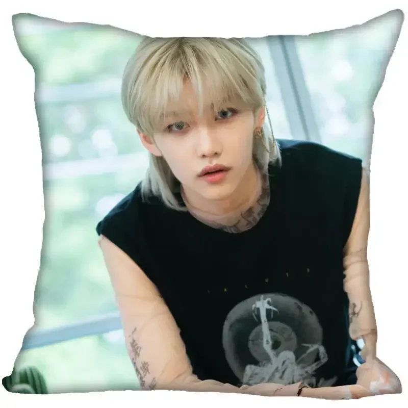 New Felix KPOP Pillow Cover Bedroom Home Office Decorative Pillowcase Square Zipper Pillow Cases Satin Soft No Fade