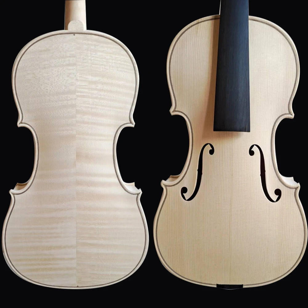 Guarneri 1743 European spruce Flame Maple white embryo unfinished white maple wood violin 4/4 3/4 solid wood DIY white violin