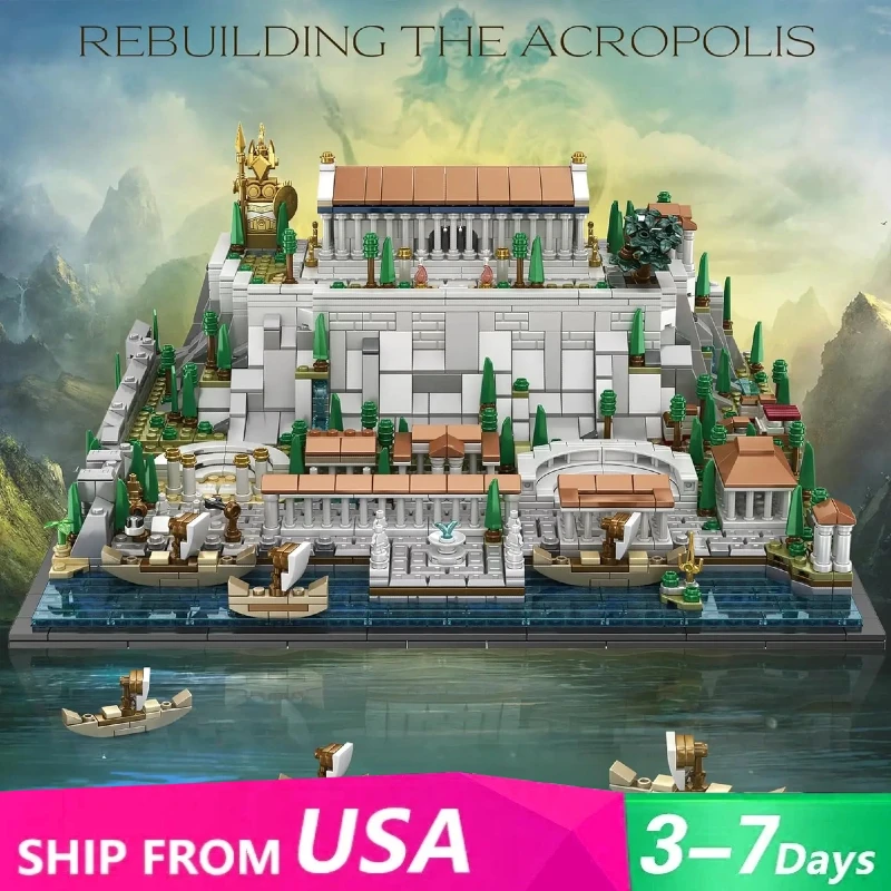 

1988PCS Creative Expert MOC Acropolis of Athens Castle Building Blocks Medieval Street View Model Brick Puzzle Toys Adult Gift