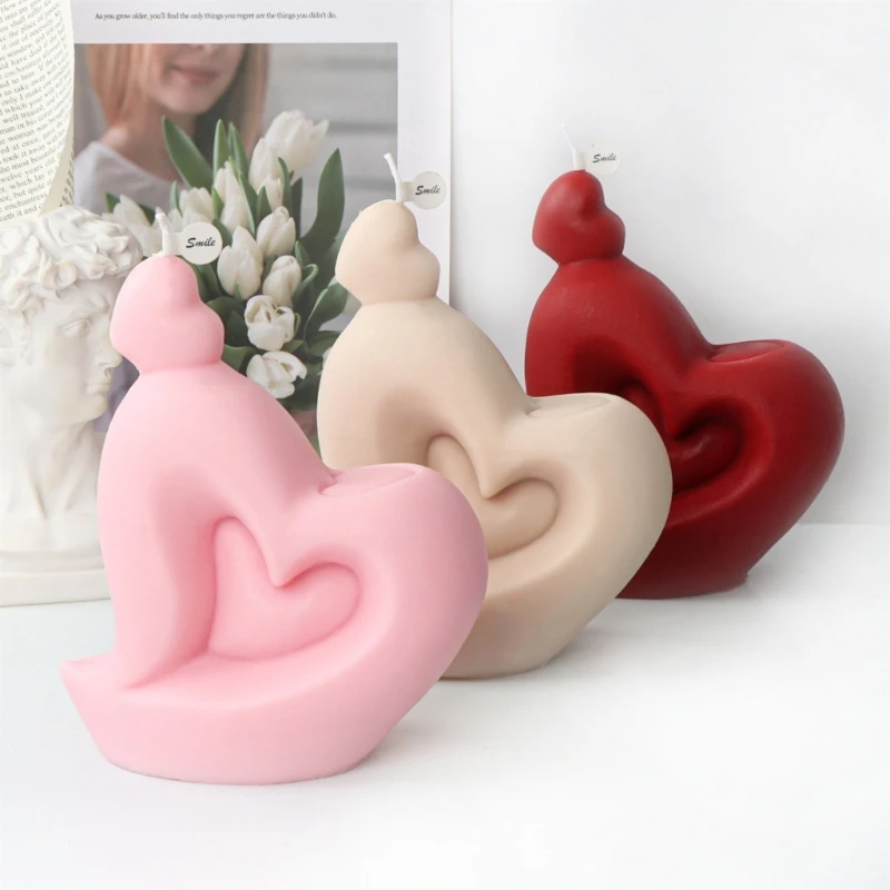 Molde vela forma coração elegante, molde sabão silicone 3d para artesanato diy, molde resina, dropshipping