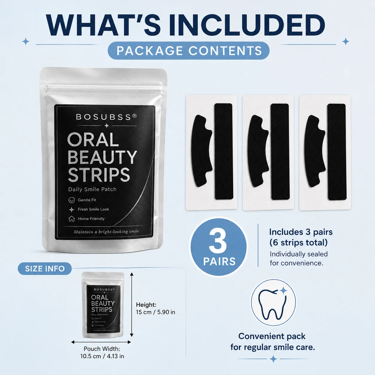 1/3pair Teeth Whitening Strips, Non-Sensitive Brightening Dental Patches, Portable Travel Teeth Bleaching Strips for Daily Oral
