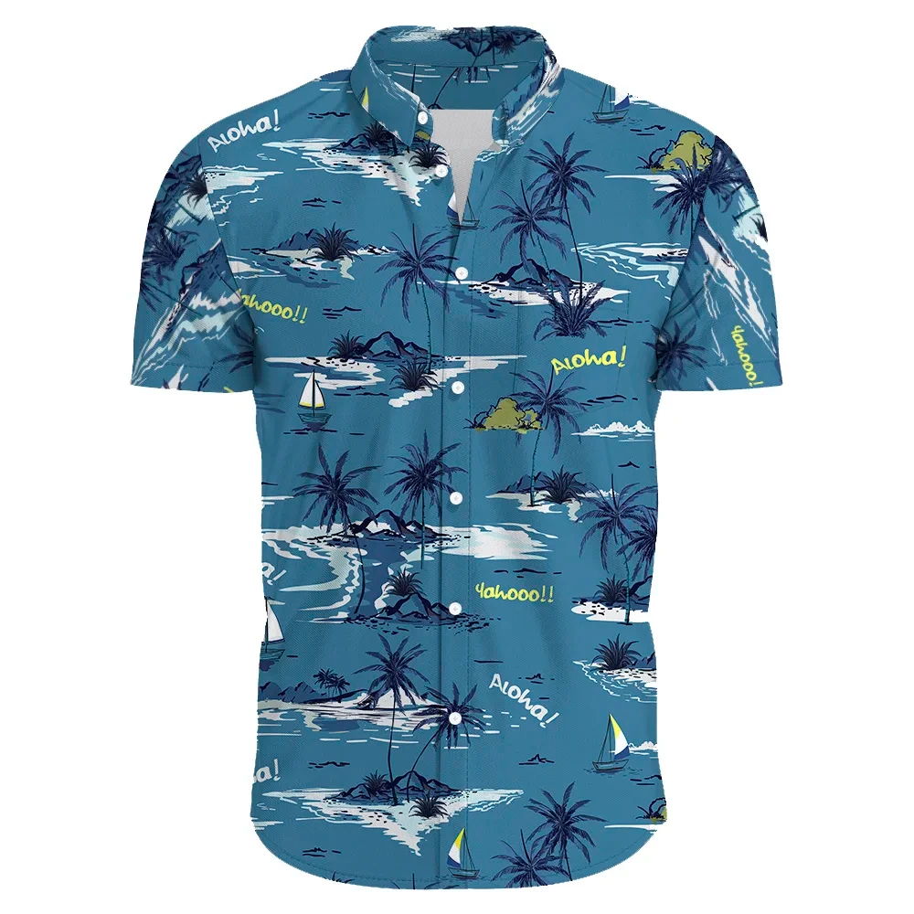 Camisas de praia masculinas de manga curta com estampa floral 3D, camisas casuais unissex, roupa confortável e legal, top extragrande, moda havaiana popular, nova