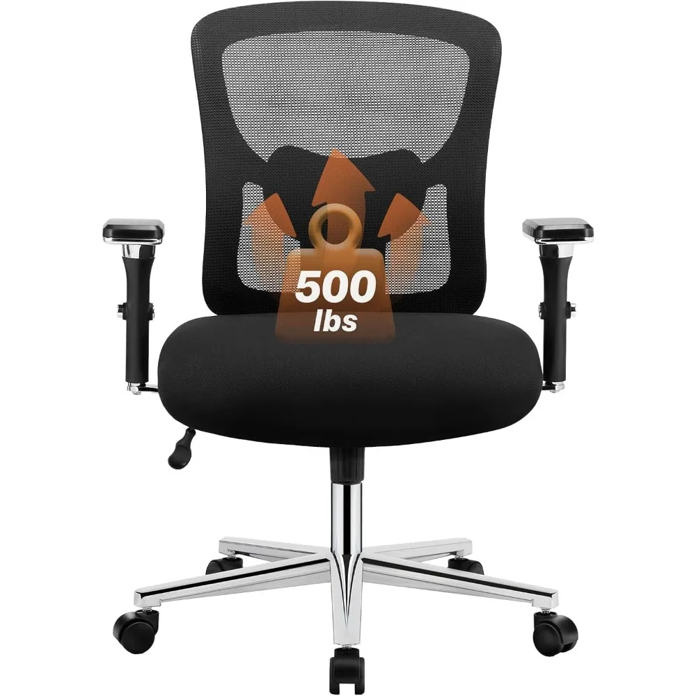 

Big and Tall Office Desk Chair with Lumbar Support, 500lbs Heavy Duty Mesh Ergonomic Computer Chair with 4D Armrest and Wide Co