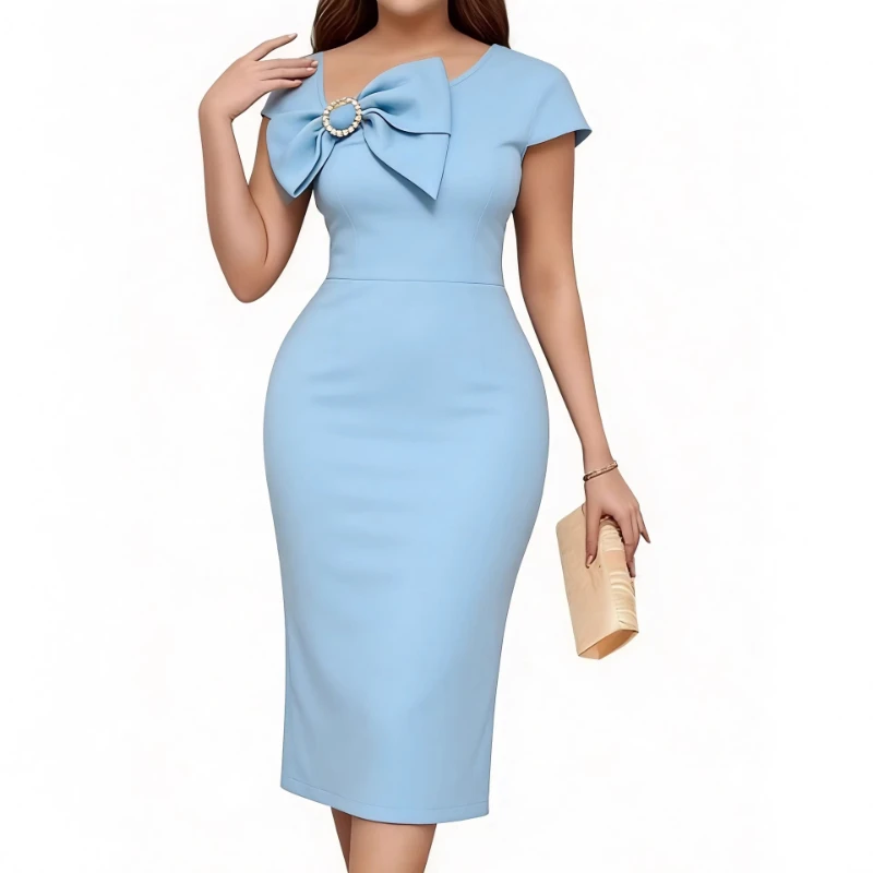 

Long Dress Women Dresses Bow Vestidos Y2k Streetwear Sleeveless Hip Wrap Tight Waist Slim Fit Elegant Splice Party Night 2026