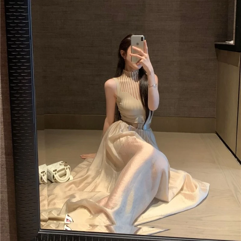 Set Dua Potong Rok Wanita Pakaian Musim Panas Kasual Hitam Chic dan Elegan Promosi 2025 Pakaian Wanita Jalanan Y2k Tanpa Lengan