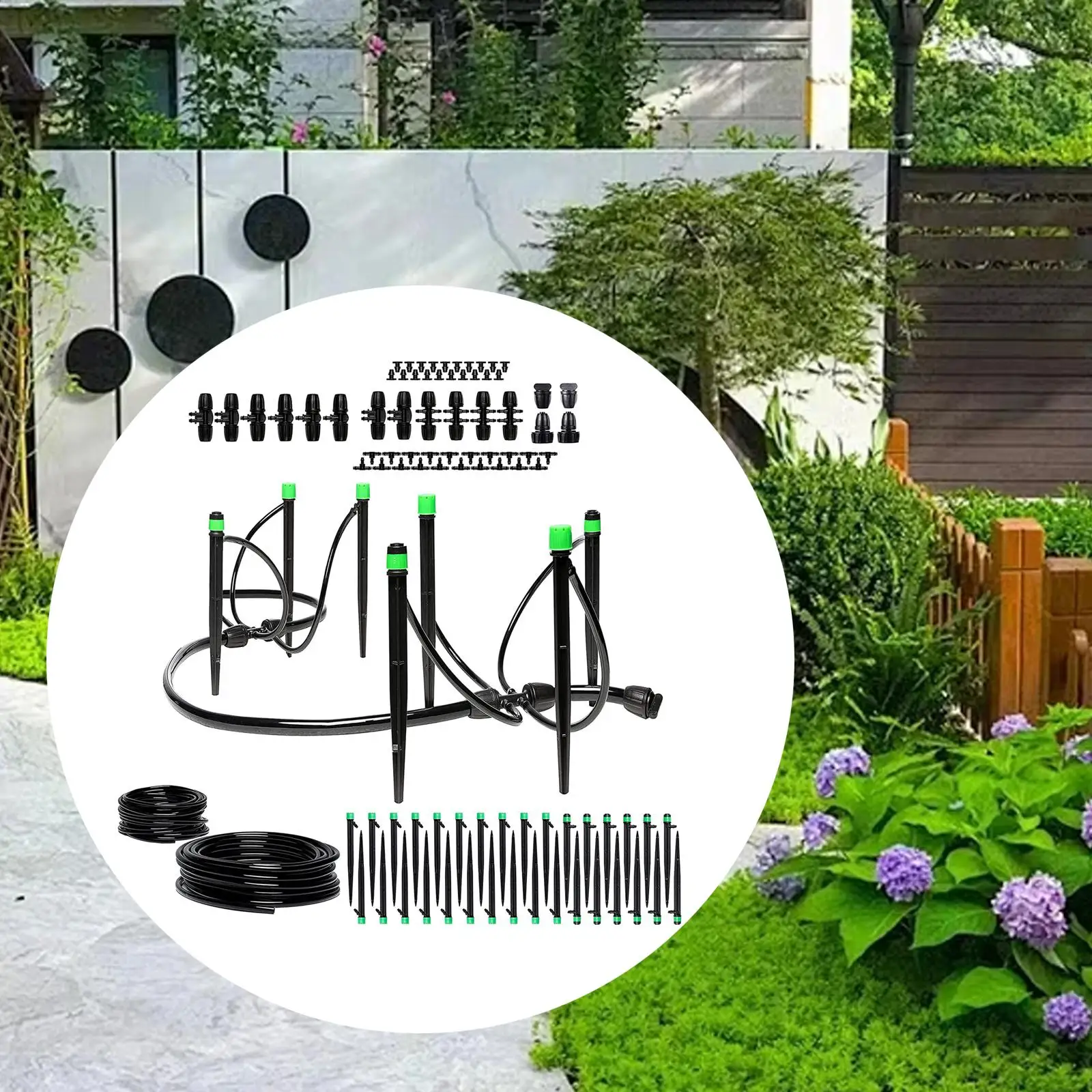 

Complete Drip Irrigation Kit Quick Connect 5/16" and 1/4" Irrigation Tubing Multifunctional for Vegetables Simple Installation