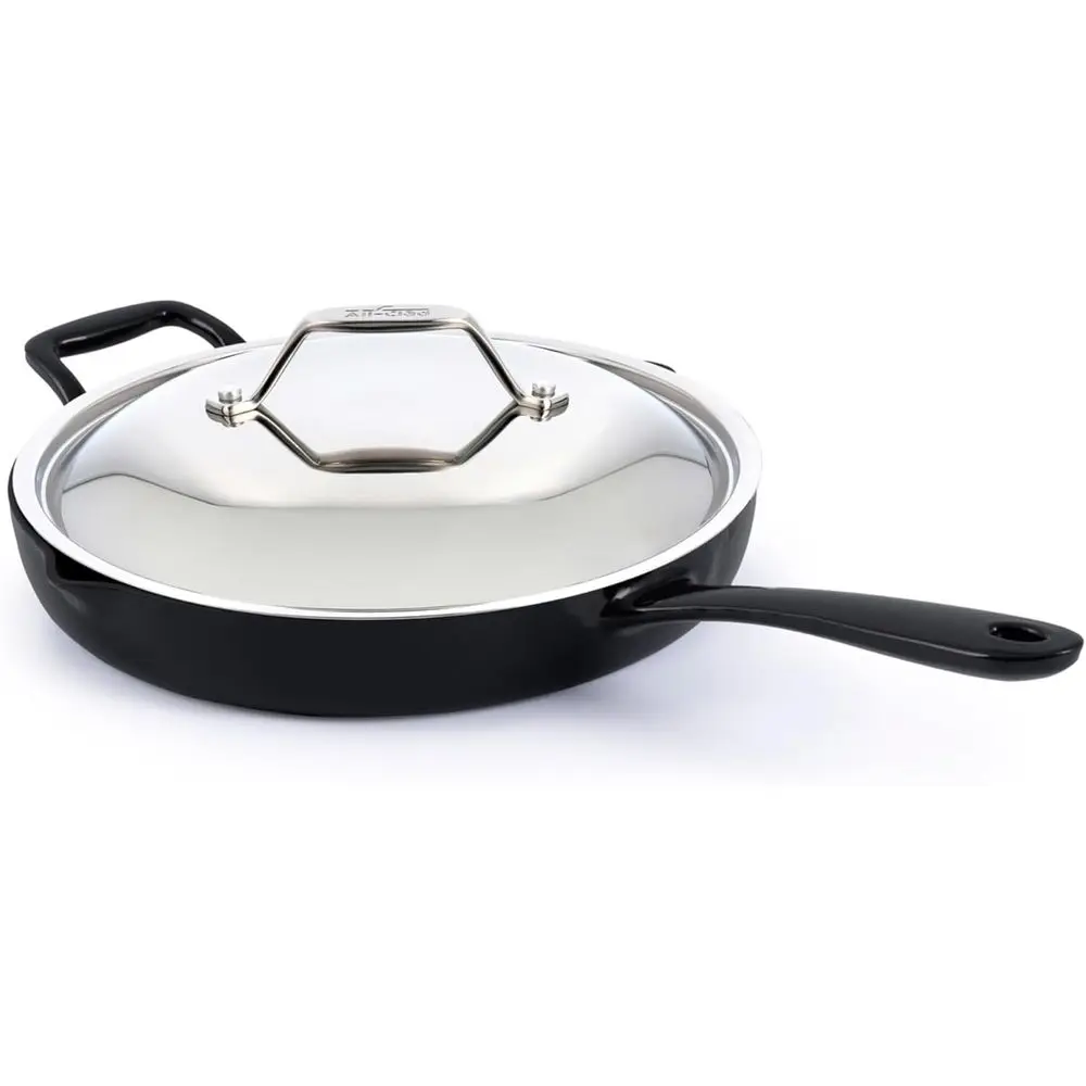 

Cast Iron Skillet - 12” Enameled Cast Iron Pan with Lid, Enamel Coating, Grill, Oven Sae up to 650° & Compatible with All Stovet