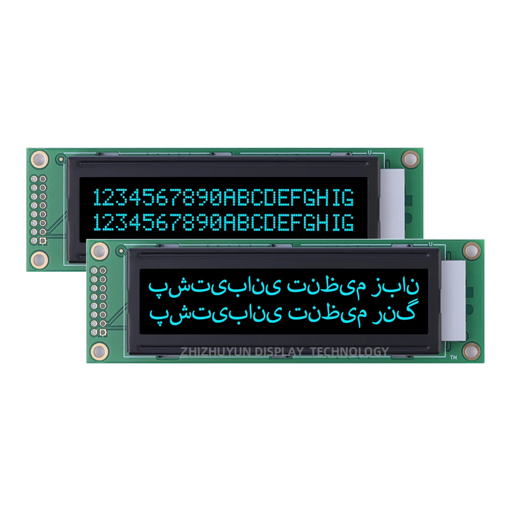 2002A Moduł LCD z postacią Farsi BTN Czarna folia Zielone słowo Wzmacniacz audio Wyświetlacz Dwurzędowy moduł interfejsu