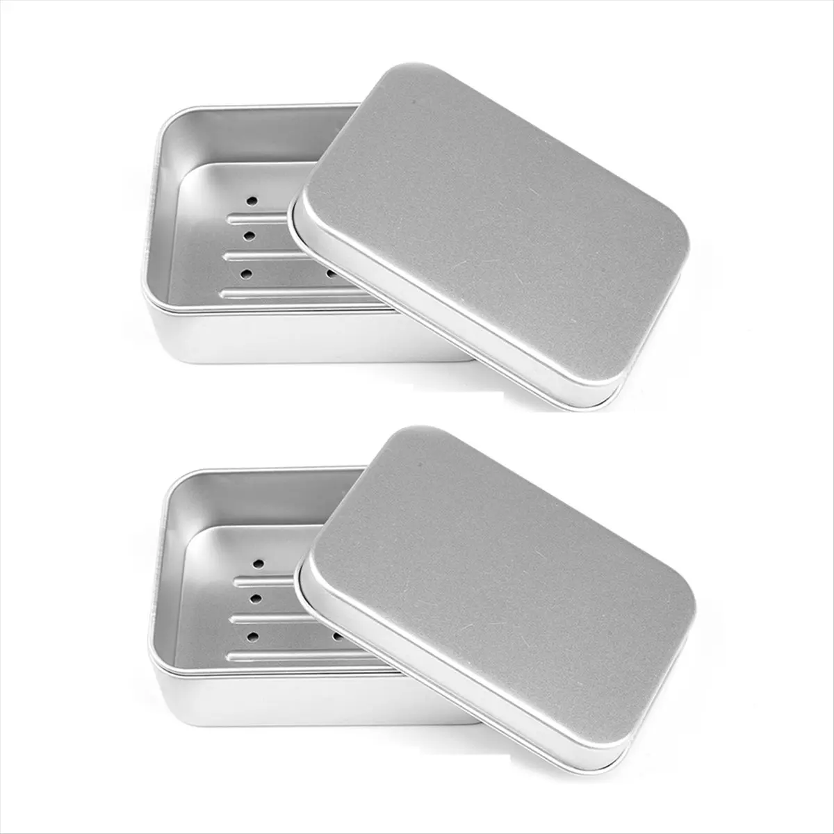 BHBL 2 Aluminium Soap Dishes with Draining Rack,Moisture-Resistant, Rustproof Metal Soap Dishes for Home or Travel