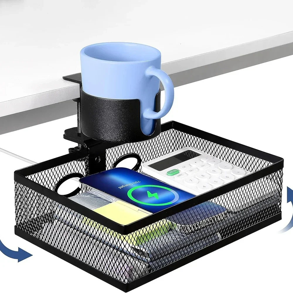 

Under Tray Desk Cable Management Home Offices Wire Cord Organizer 360 Rotating Table Socket Strip Storage Rack Hang Holder Power