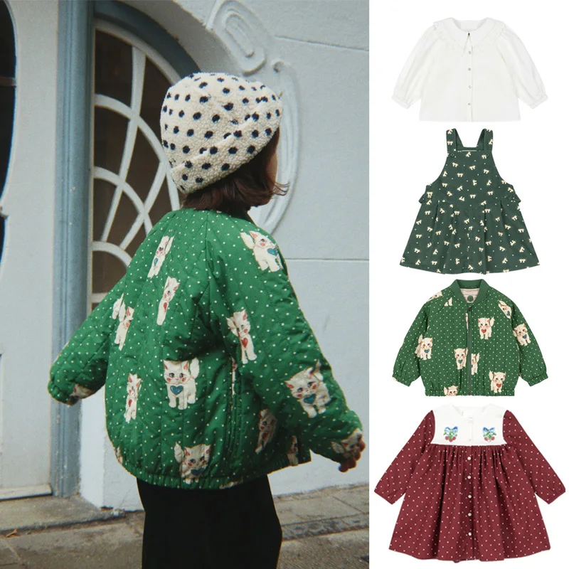 PER-SALE 2025 KS جديد الخريف طفل الفتيات البلوزات طباعة الاطفال طويلة الأكمام مجموعات تنورات للفتيات للأطفال الملابس مجموعة الموضة