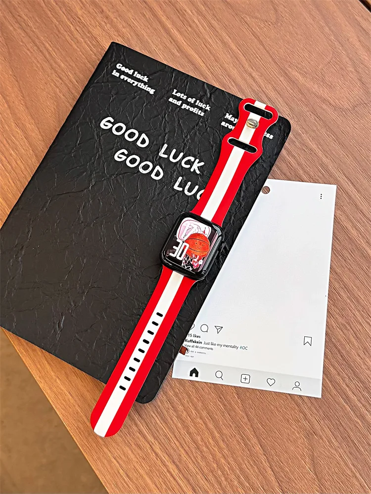 

Two tone silicone compatible iWatch strap 38mm 40mm 41mm 42mm 44mm 45mm 49mm fashionable strap