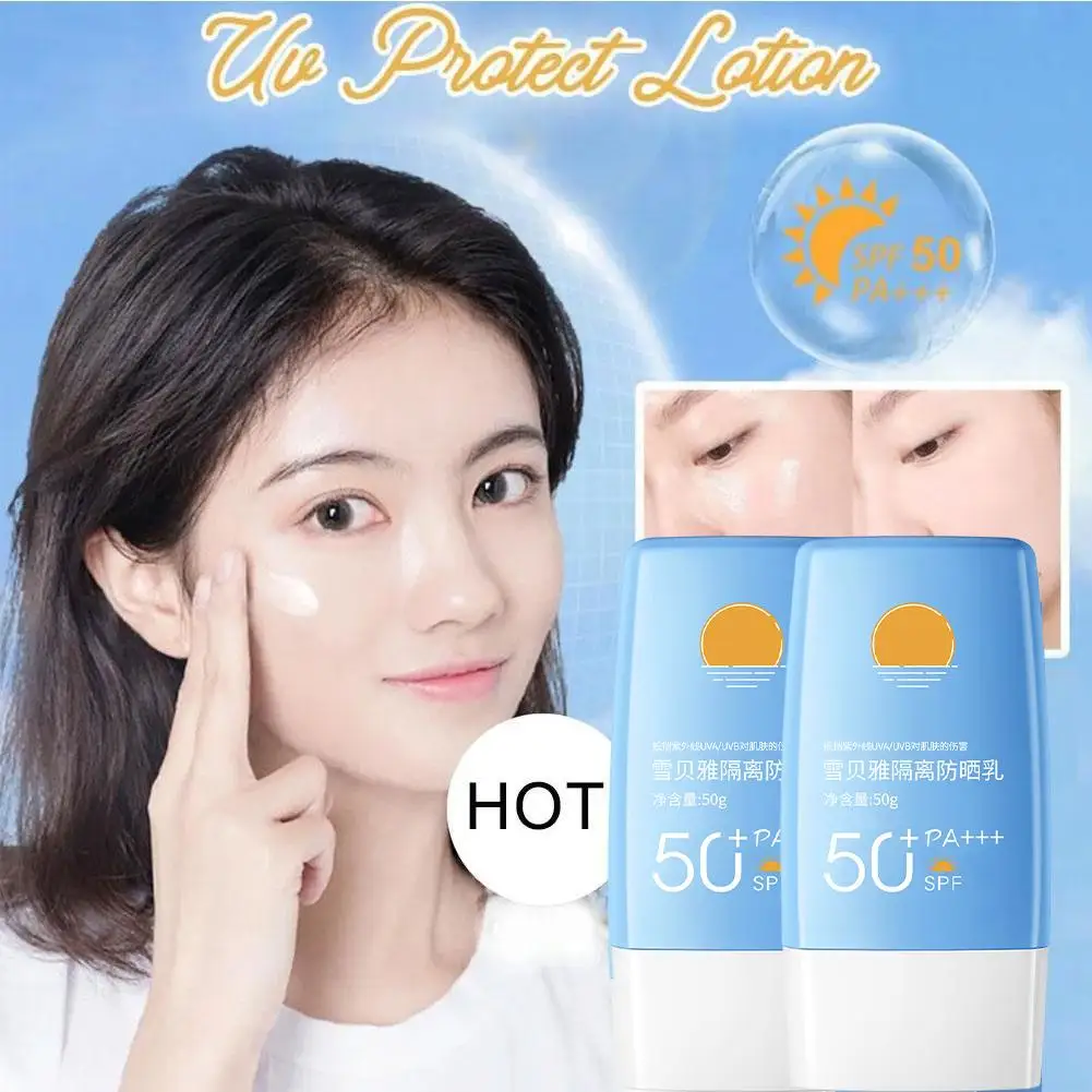 50g Sunscreen Isolation Whitening Facial Sunscreen Moisturizing Liquid Facial Fixed Makeup Refreshing Spf50 Cream Sun Body I9Z8