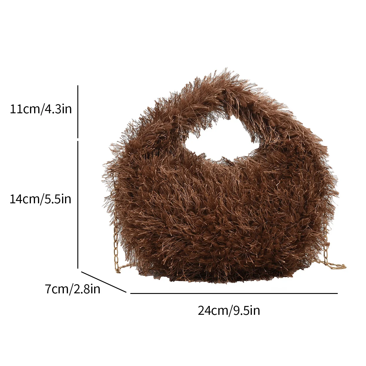 Women Hobo Bag Luxury Designer Faux Fur Handbag Brand Women Bag Clutches Lady 8 Colors Plush Crossbody Bag Fashion Tote Small