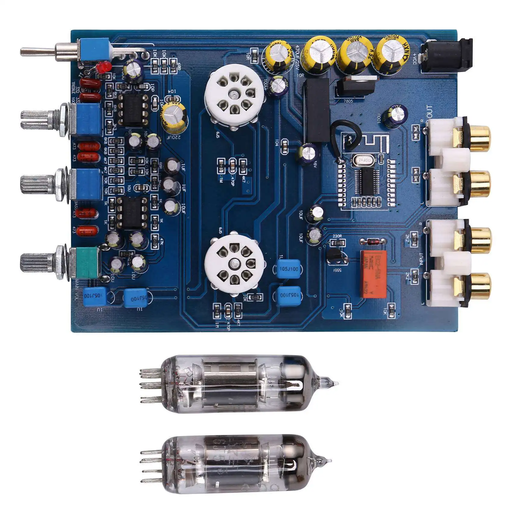 

NE5532 DC12V2A Bluetooth 4.2 HIFI Preamp 6J5 Home Audio Tube Amplifier Fever Bile Preamp Tone Board 470UF/25V