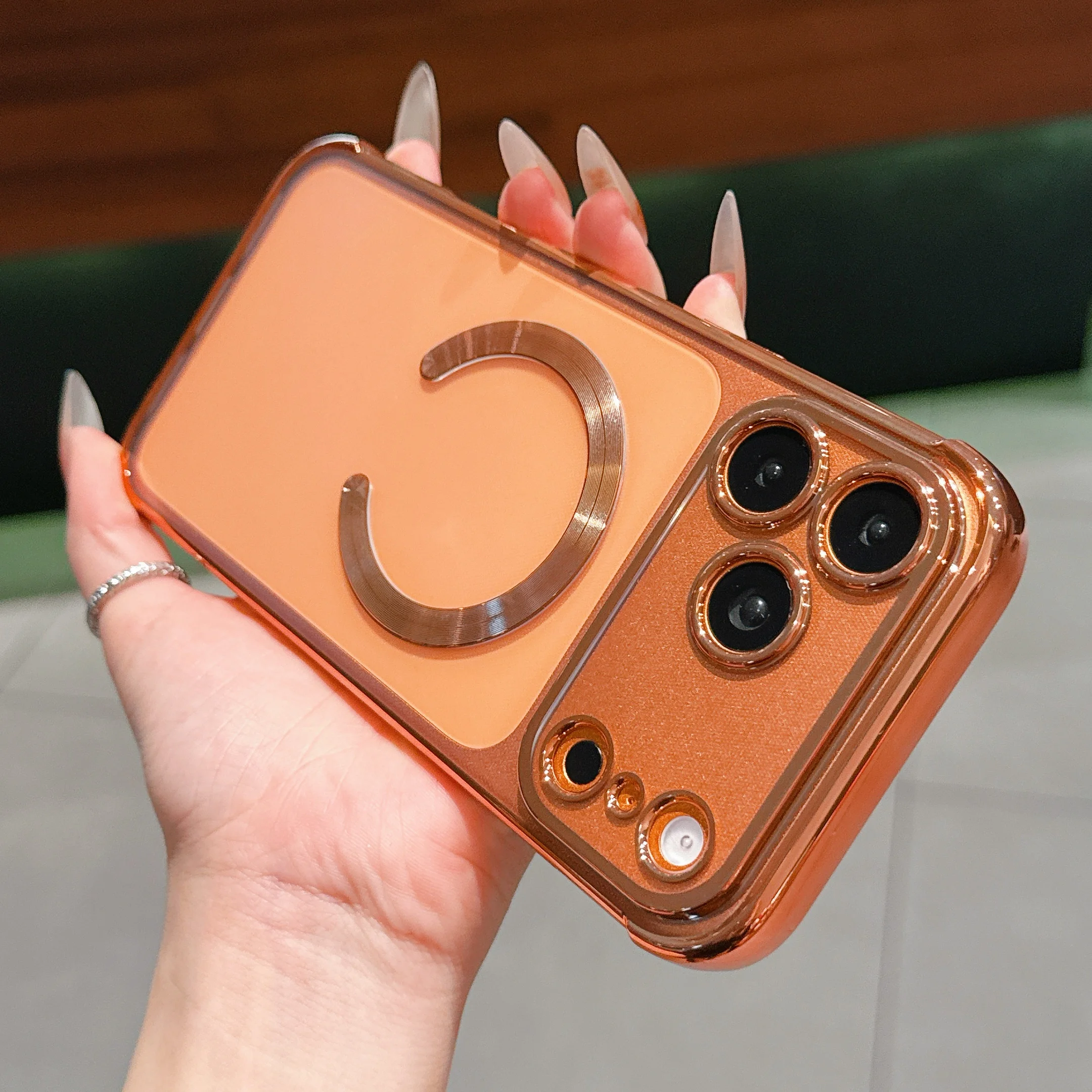 

Роскошный гальванизированный магнитный чехол для iPhone 17 Pro Max 16 15, совместимый, противоударный, с защитой камеры, задняя крышка