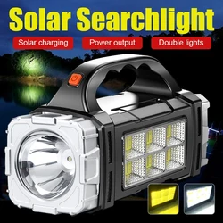 2024 Powerful LED Flashlight USB+Solar Rechargeable Flashlight COB Outdoor Camping Torch Portable Searchlight Power Bank Outdoor