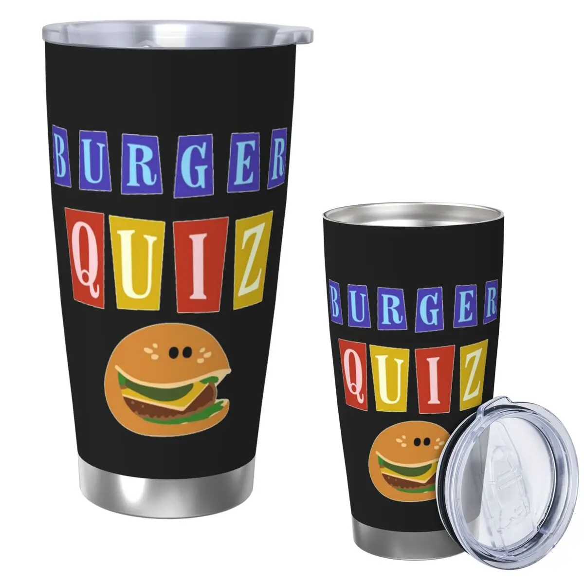 

Burger Quizz New Logo Stainless Steel Tumbler Vacuum Insulated Mug Thermal Cold Bottle Straw With Lid 20oz