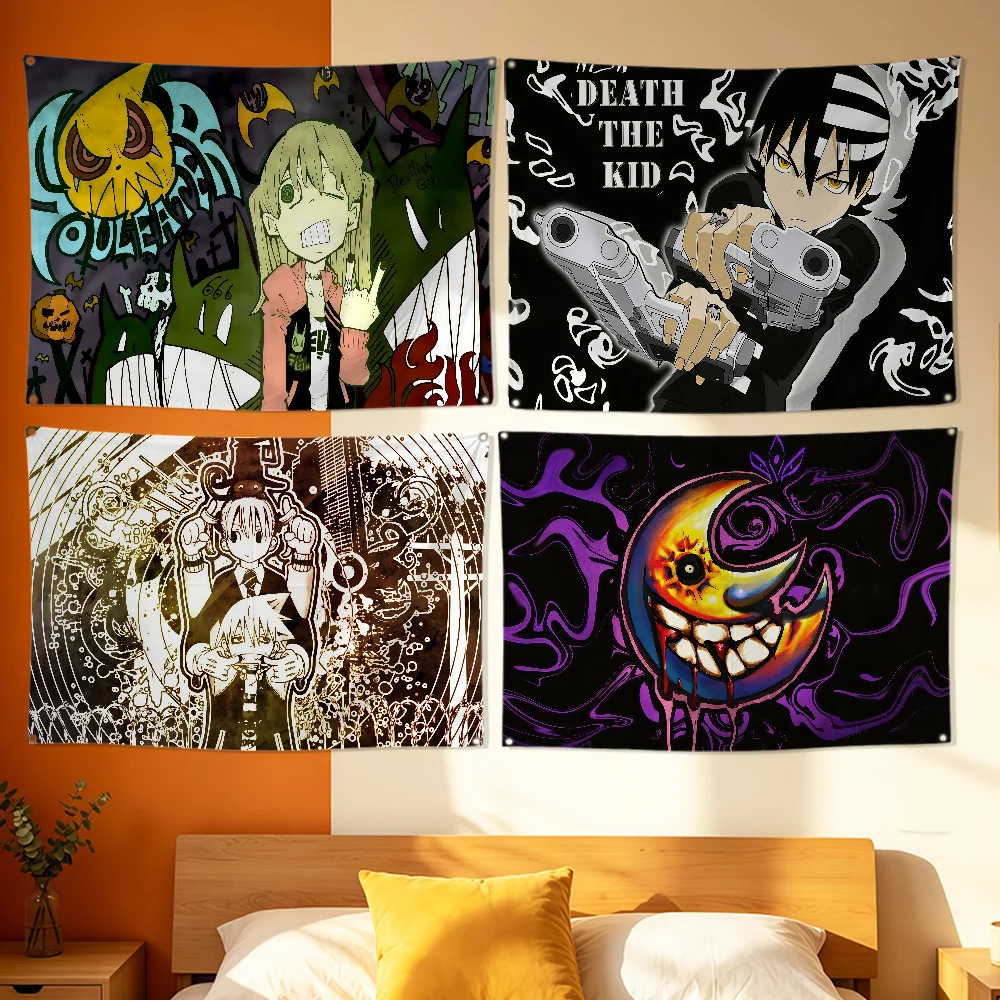 Anime S-Soul Eater Flag Polyester Printing Banner For Bedroom Living Bar Garden Garage Wall Art Out Door Decoration Fans Gifts