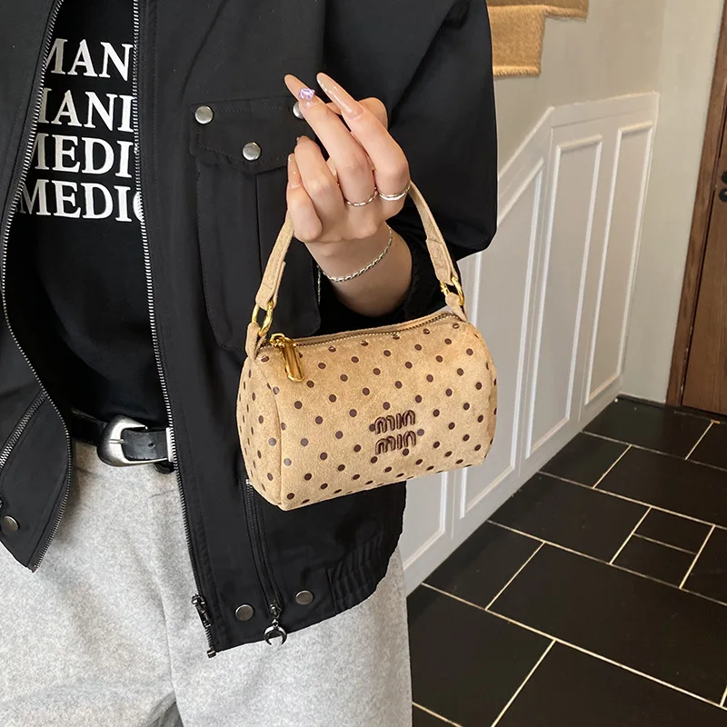 

2025 Velvet Polka Dot Bucket Bag for Girls Mother-Daughter Matching Set Luxury Kids Crossbody Purse with Top Handle