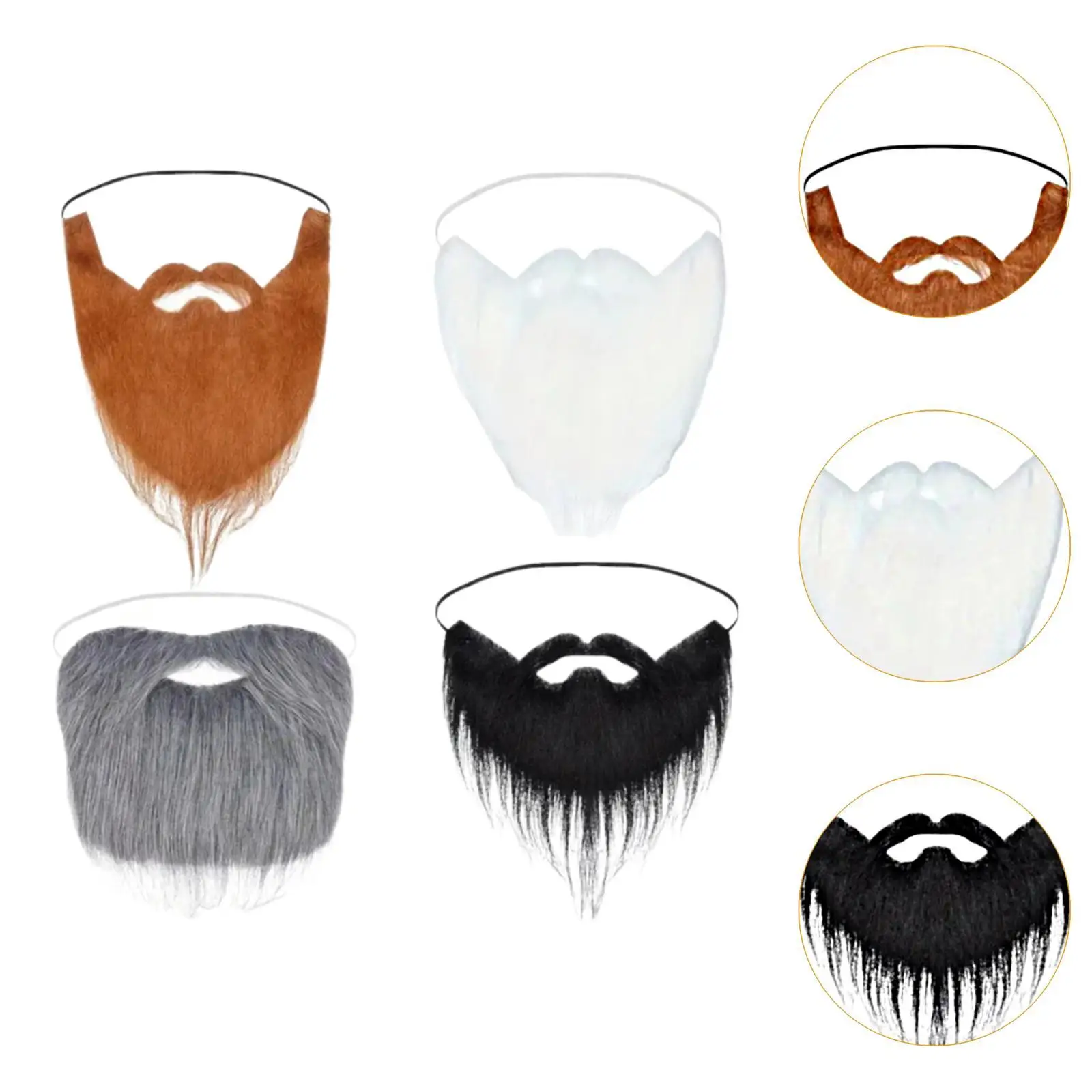 4x Fake Beard Funny Accessories Facial Hair for Masquerade Performance Christmas