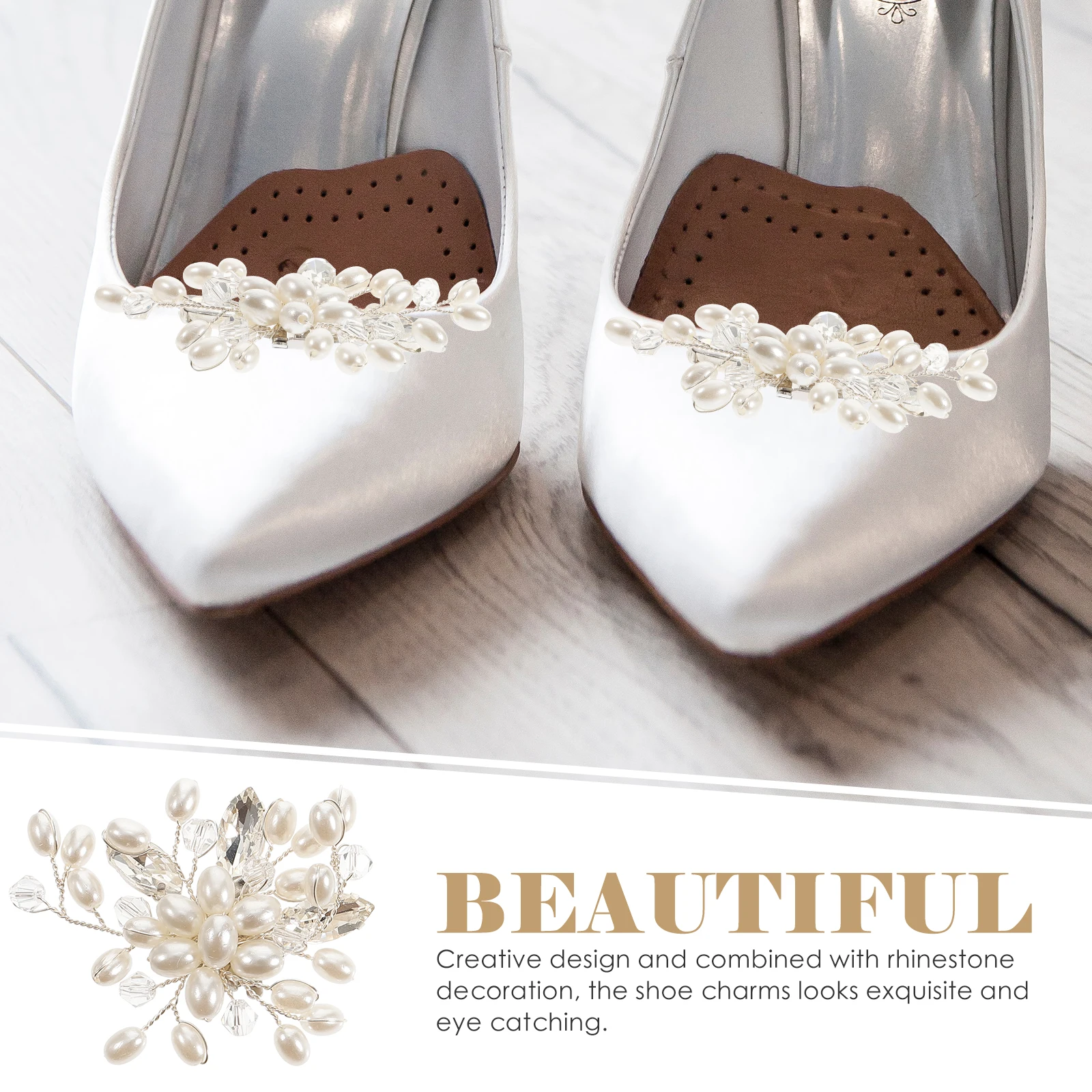 

2 Pcs Bridal Shoes Wedding Decor Charms Clip on Embellishments Clips for Boots Sneakers Jewelry