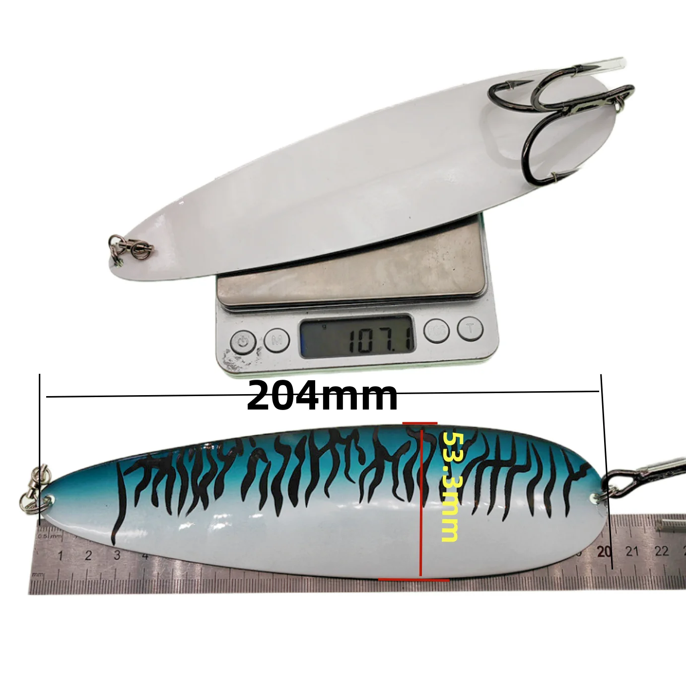 SWOLFY Flatterlöffel 107G 136G Salzwasser-Angellöffelköder 7/0 Drillingshaken, 3/0 Kranwirbel, robuster Striper-Thunfisch – Detail 13
