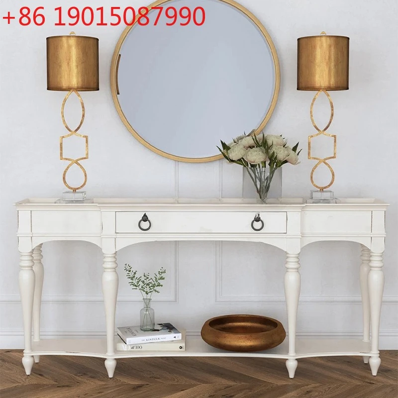 DHY retro entrance table facing the door, solid wood corridor against the wall