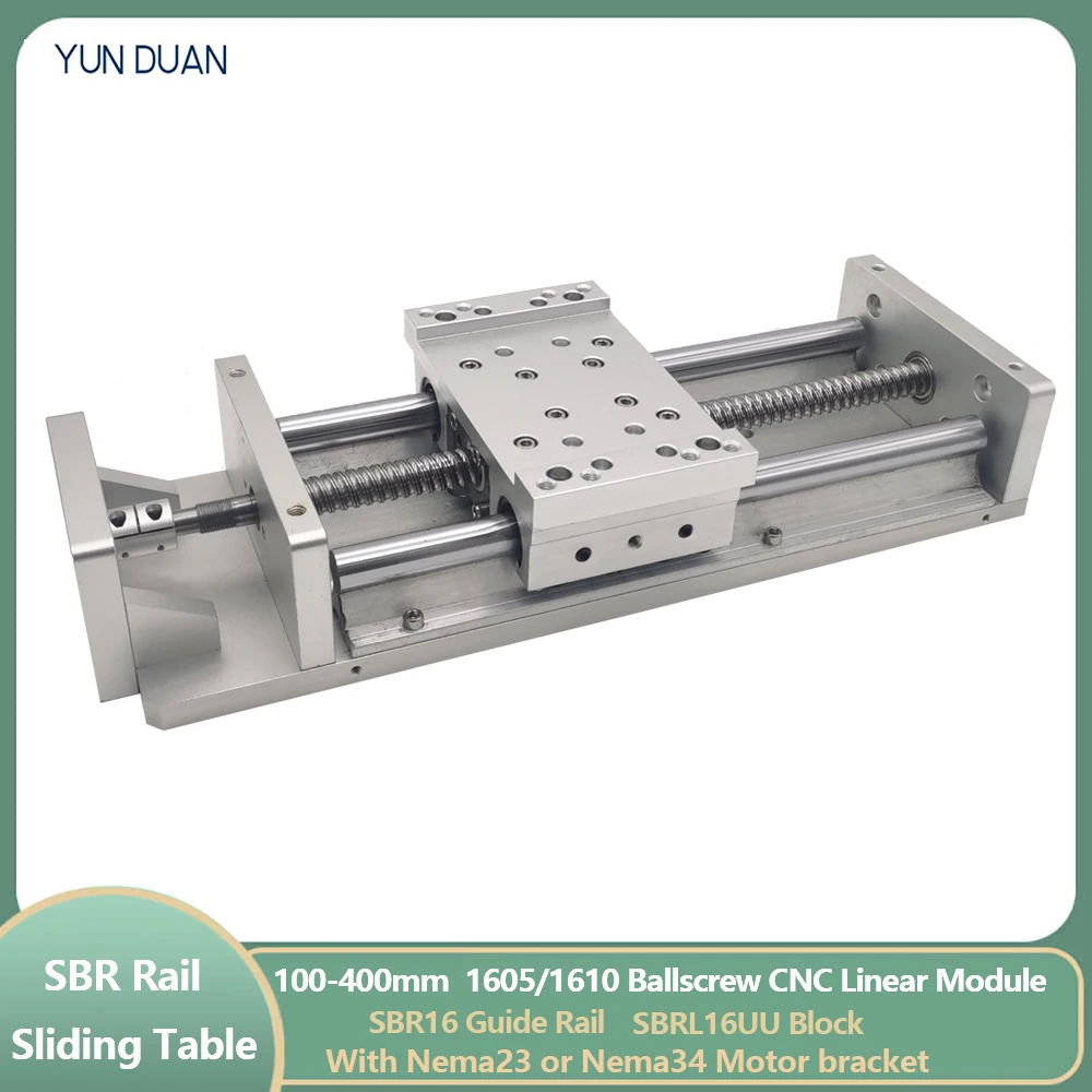 100~400MM Stroke CNC Sliding TableHeavy Load Electric Precision  Slide Linear Stage SFU1605/1610 C7 Ball Screw SBR16 Guide