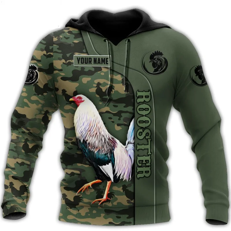 Rooster Farm Camouflage Graphic Hoodie Men Tops 3D Camo Printed New in Hoodies Women Harajuku Fashion Hoody Hooded y2k Pullover