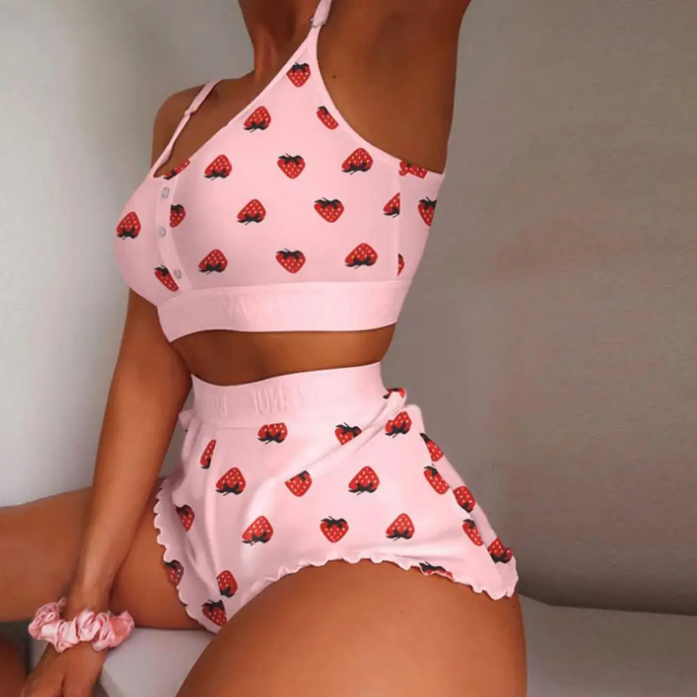 Women Pajama Set Stylish Women's Pajama Set Printed Top High Waist Shorts Comfortable Homewear for Summer Outfits Women Home